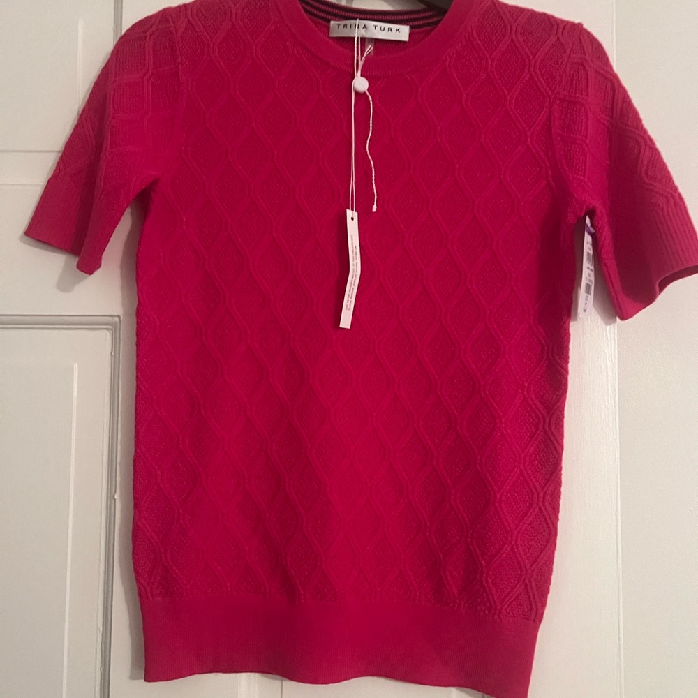 Trina Turk Pink Textured Knit Top